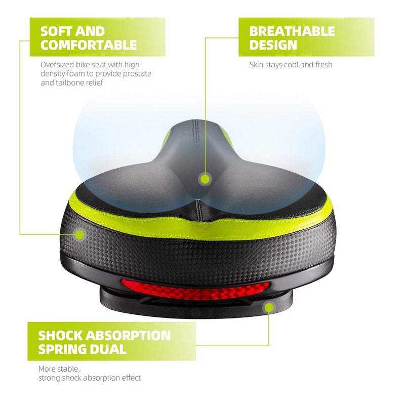 Roguoo Bike Seat, Most Comfortable Bicycle Seat Dual Shock Absorbing Memory Foam Waterproof Bicycle Saddle Bike Seat Replacement with Refective Tape for Mountain Bikes, Road Bikes - Image 2